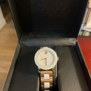 Movado Bold Rose Gold (Copper light) and White Ceramic Watch (unisex)